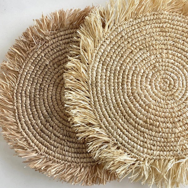 Raffia Fringed Placemats | Natural eco-friendly sustainable straw placemat/table charger ideal for wedding, event, christmas decor