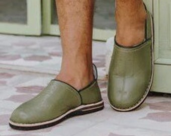 LEDERPAPIERSCHUHE || MAROKKO Schuh || Leder Unisex Babouches || Babouche Schuhe || Marokkanische Babouche mit natürlicher Farbe gefärbt