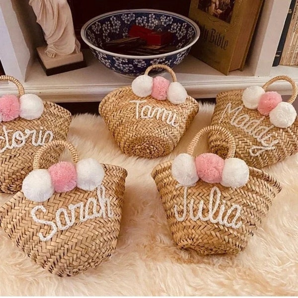60% Off Personalized straw basket,bridal shower bags,customized straw bags,custom beach bag,straw tote,embroidered bags