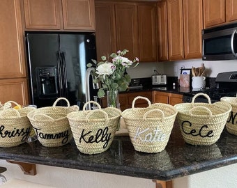 Flower girls baskets, Customized straw bags,mini straw, basket Personalized WEDDING GUEST GIFT straw moroccan basket,flower girl bags,