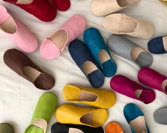 Marokkanische Babouche Schuhe, handgefertigte Lederschuhe, Pantoletten, Slip on Schuhe, Herren Damen marokkanische Hausschuhe