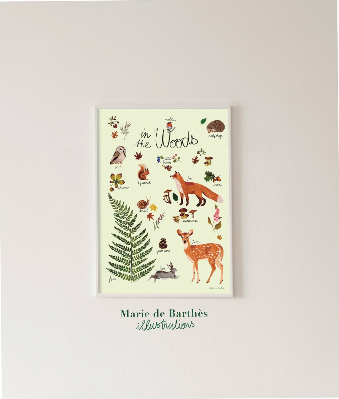Forest Animals Kids Room Poster: Educational Woodland Print - Etsy