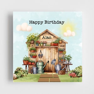 PERSONALISED 6x6" Birthday Card  | Keen Gardener | Gardener | Garden | Flower | Garden Shed | Friend | Lovely Garden | Green Fingers | plant