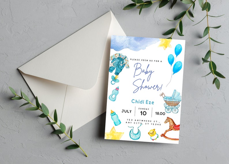 Editable Canva Baby Shower Invitation. Baby Shower Invitation Template