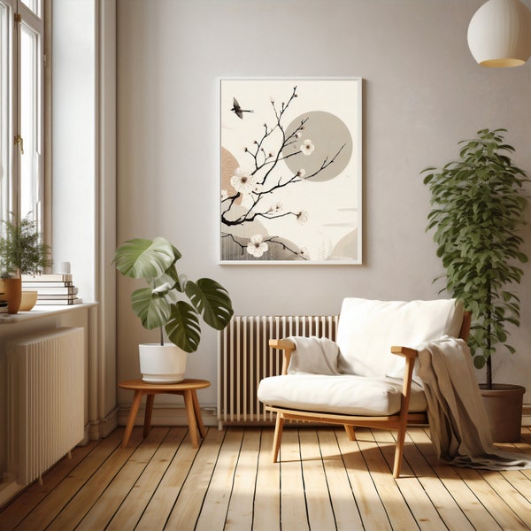 Japandi Beige Wall Art, Japandi Decor, Abstract Wall Art, Japandi Art Print