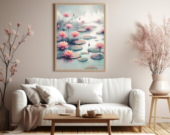 Kunstdruck chinesischer Seerosen: heitere asiatische Wanddeko