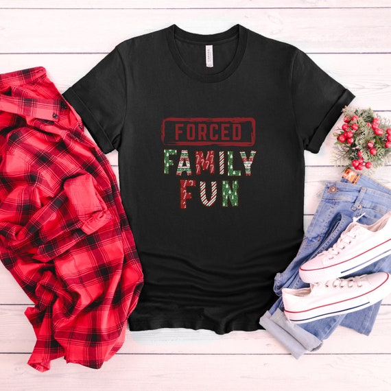 Forced Family Fun Christmas Pajama Tee, Funny Christmas Shirts, Funny Holiday Shirt for Teens,Kids Christmas Shirt,Gift for Him,Gift for Her