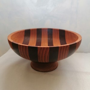 Vintage Mid-Century Wooden Segmented Display Pedestal Bowl
