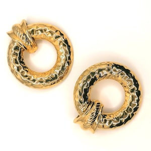 Vintage Statement Door Knocker Gold Tone Clip-On Earrings