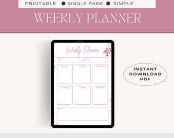 Weekly Planner for easy week planning, Instant downloads weekly planner, Printable weekly Planner, Weekly Schedule,