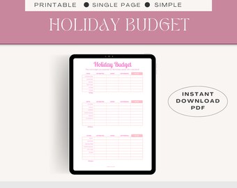 Holiday Budget Planner, Spending Tracker (Digital Download)