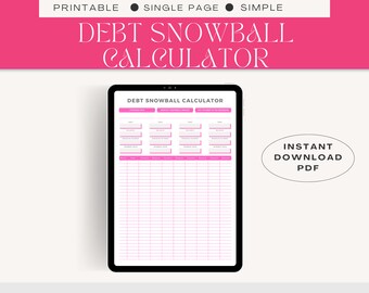 Debt Snowball Tracker Printable, Payment Plan Template (Digital Download)