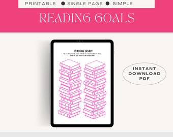 Reading Goals Tracker for Students, Reading Checklist (Instant Download)