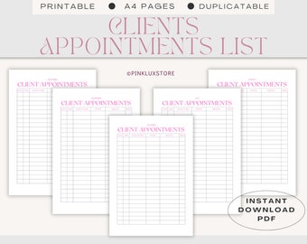 Client Appointment Log, Business Checklist (Printable PDF)