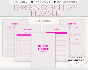 Printable Holiday Planner, Budget, Checklists, Recipe Plan (Digital Download)