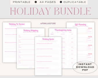 Holiday Planner Bundle, Grocery List, Budgeting, Gift Planning (Digital Download)