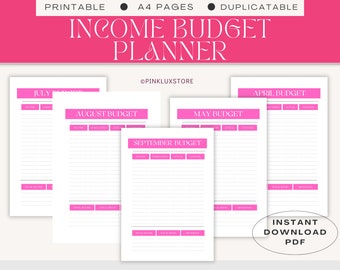 Income Budget Planner, Expenses Checklist, Income Tracker (Digital Download)