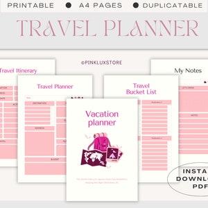 Vacation planner for Trip organization, Holiday Planner with Travel Planner, Printable Travel Planner, Travel organizer for Family Vacation