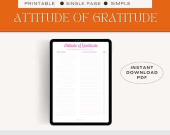 Gratitude Attitude Planner, Daily Gratitude List (Digital Download)