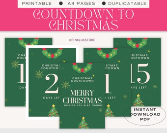 Printable Christmas Countdown Calendar (Digital Download)