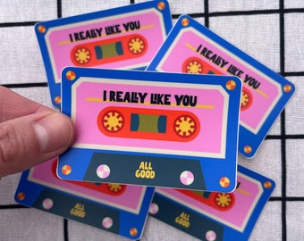 Retro Cassette Tape Sticker, Mixtape Die Cut Sticker, Weather-Resistant Vinyl Sticker, 3" Sticker, Colorful Mixtape Sticker
