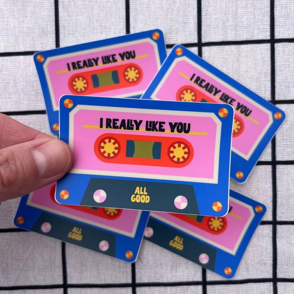 Retro Cassette Tape Sticker, Mixtape Die Cut Sticker, Weather-Resistant Vinyl Sticker, 3" Sticker, Colorful Mixtape Sticker