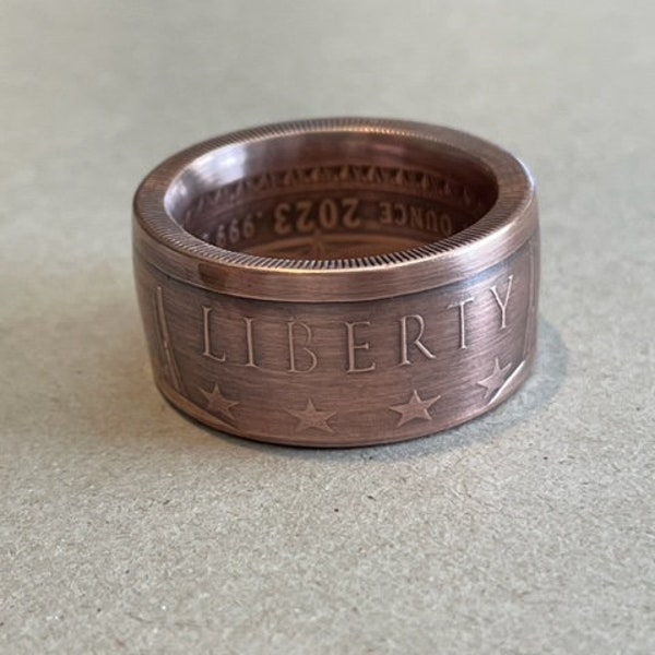 Liberty or Death copper coin ring