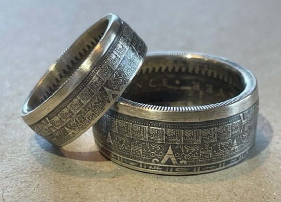 Aztec Calendar Silver Coin Ring Aztec Calendar Silver Coin Ring