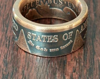 Morgan dollar copper coin ring
