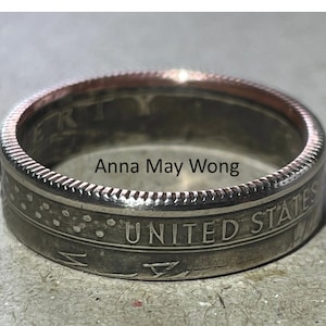 2022 US quarter coin ring or heart charm, Anna May Wong, Maya Angelou, copper/nickel