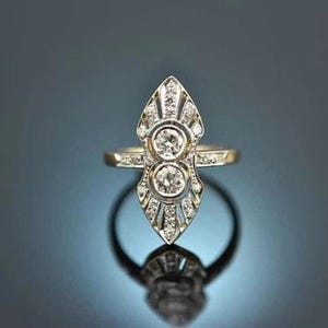 Art Deco Style Ring 1.5Ct Lab Created Diamond CZ Ring For Engagement Ring Wedding Ring 14K Gold Finish Ring