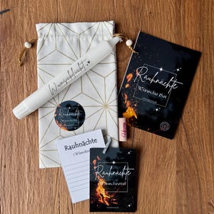 Rauhnächte | Wünsche-Set | 13 Wunschzettel | Wunschlicht-Kerze | Stoffsäckchen | Handarbeit | Weihnachten | Herzrein | Geschenk | Ritual