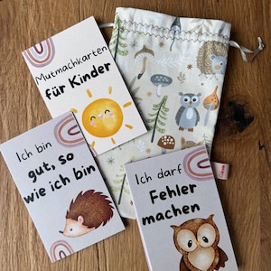 Kinder Affirmationskarten | Mutmachkarten mit positiven Glaubenssätzen im Stoffbeutel | Selbstbewusstsein stärken I Geschenk I Weihnachten
