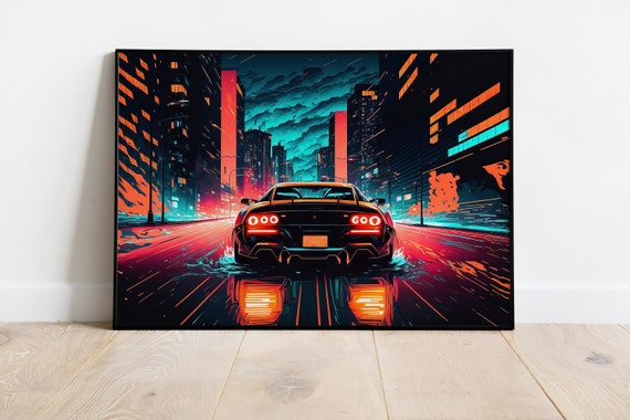 Neon Drifting Car Old School 90's Anime Aesthetic Wall - Etsy Neon Drifting Car Old School 90's Anime Aesthetic Wall - Etsy