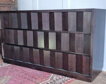 Brutalistisches kubistisches Sideboard aus Wenge Holz in der Art von De Coene Fréres