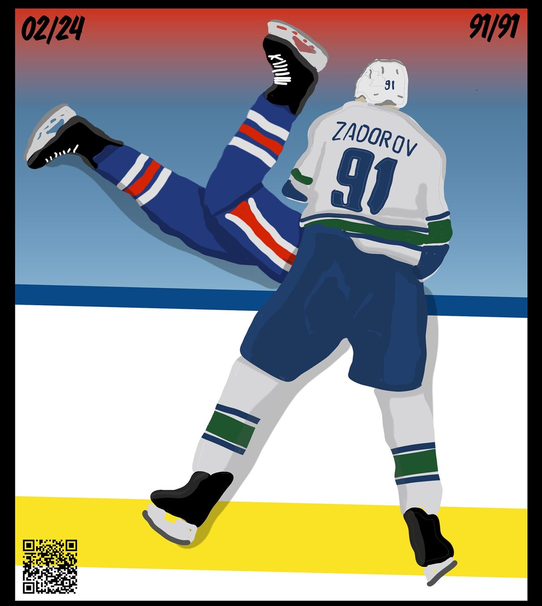 Nikita Zadorov Evander Kane NHL Playoffs Hit Into Bench Sticker