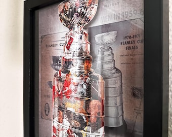 Arte "Reflejos de la Copa Stanley": Collage de leyendas del hockey vintage (8x10)