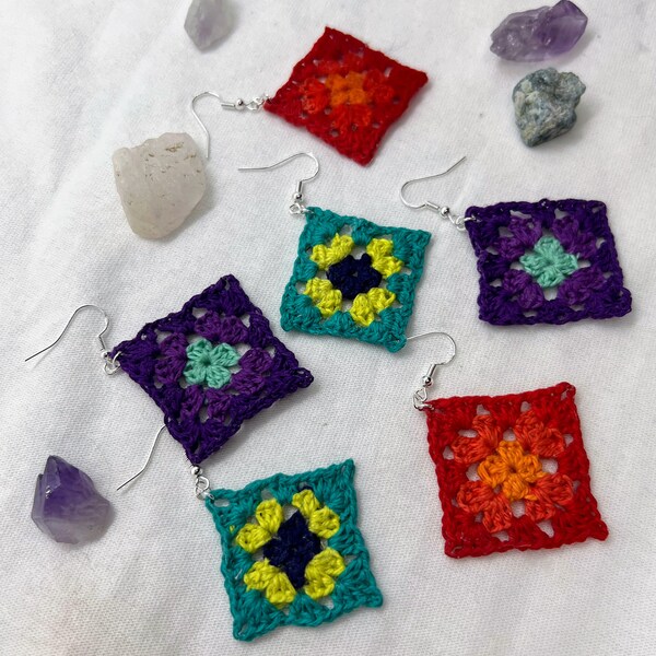 Granny Square Earring Pattern - Etsy