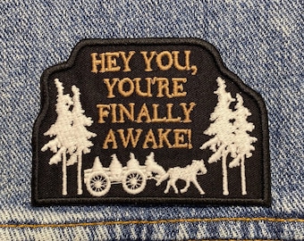 Finally Awake Embroidered Patch. Gaming Inspired Patches. Iron On Backing.