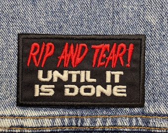 Rip And Tear Embroidered Patch. Gaming Inspired Patches. Iron On Backing.