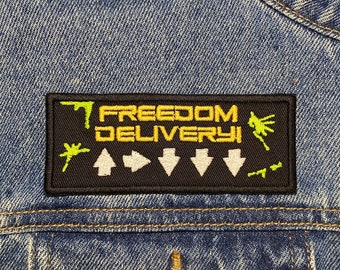 Freedom Delivery Embroidered Patch. Gaming Inspired Patches. Iron On Backing.
