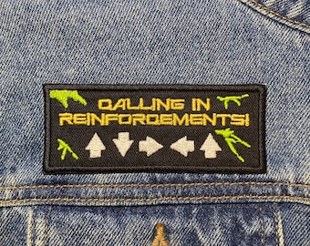 Reinforcements Embroidered Patch. Gaming Inspired Patches. Iron On Backing.