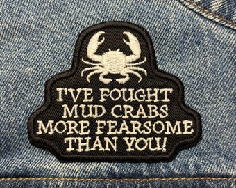 Gestickter Aufnäher mit Krabben. Gaming Inspirierte Patches. Eisen auf Rückseite.