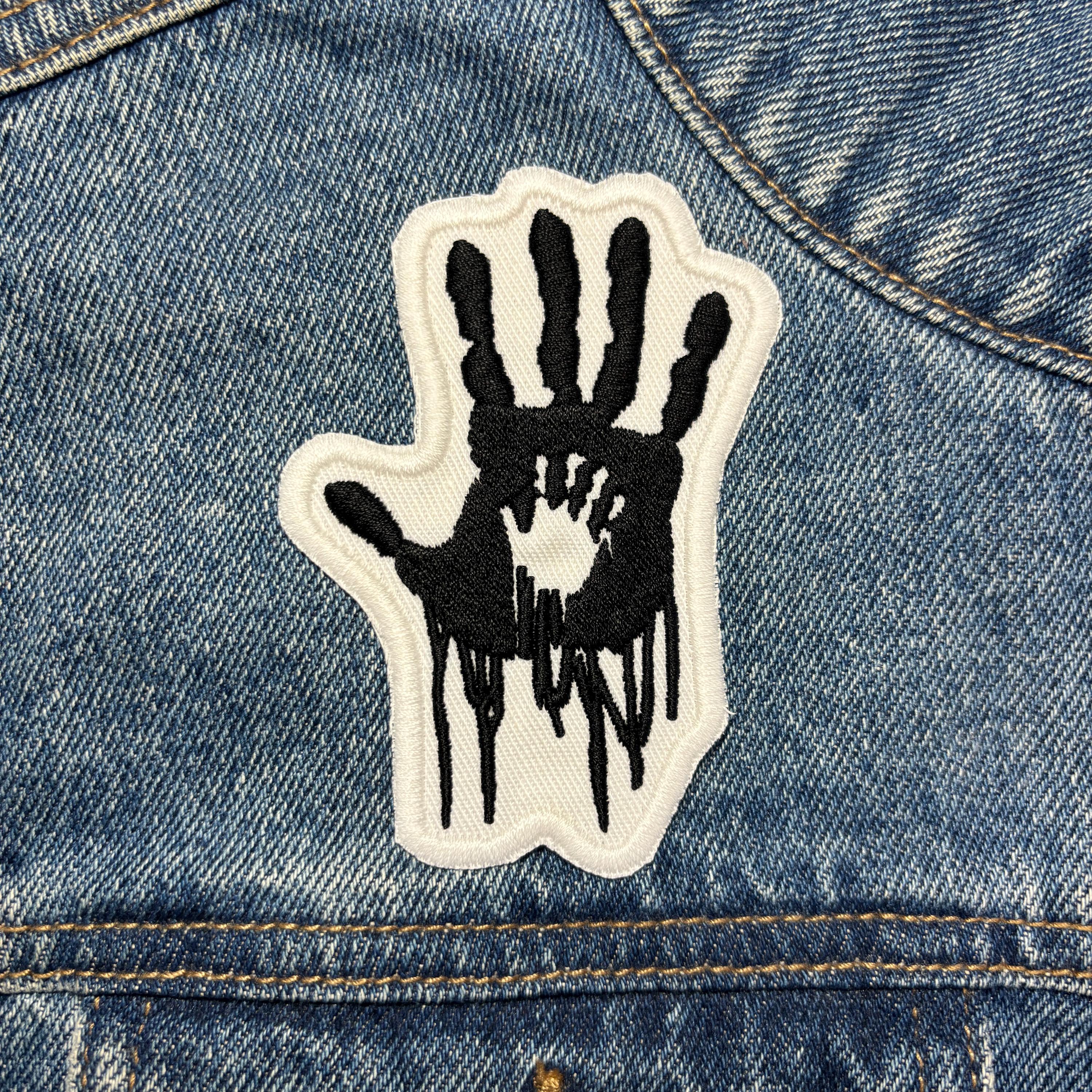 Handprint Embroidered Patch. Gaming Inspired Patches. Iron On Backing.