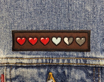 Soul Hearts Embroidered Patch. Gaming Inspired Patches. Iron On Backing.
