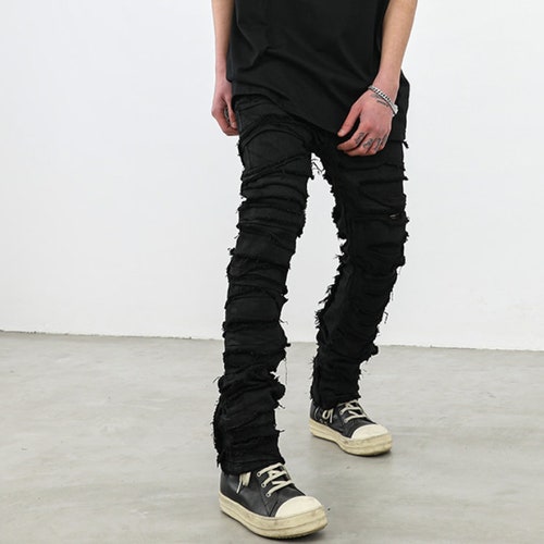 men stacked jeans