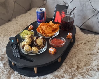 Couchbar mit 4 Glasschalen in schwarz Snackboard Snackbar Snackbox