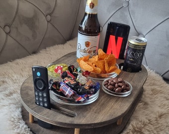 Snack bar with 4 glass bowls in ebony oiled couch bar snack box