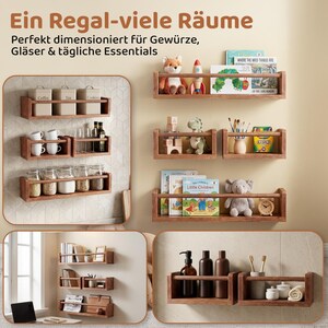 Wooden wall shelf set – 4-piece set for children's room shelves – wall-mounted bookshelf for baby's room – floating shelves made of solid wood – decorative items image 6
