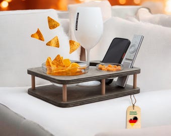 YOLO coffee bar in grey with 2 glass bowls | PERSONALIZABLE mini snack box for coffee cups | Snack bar for wine glasses
